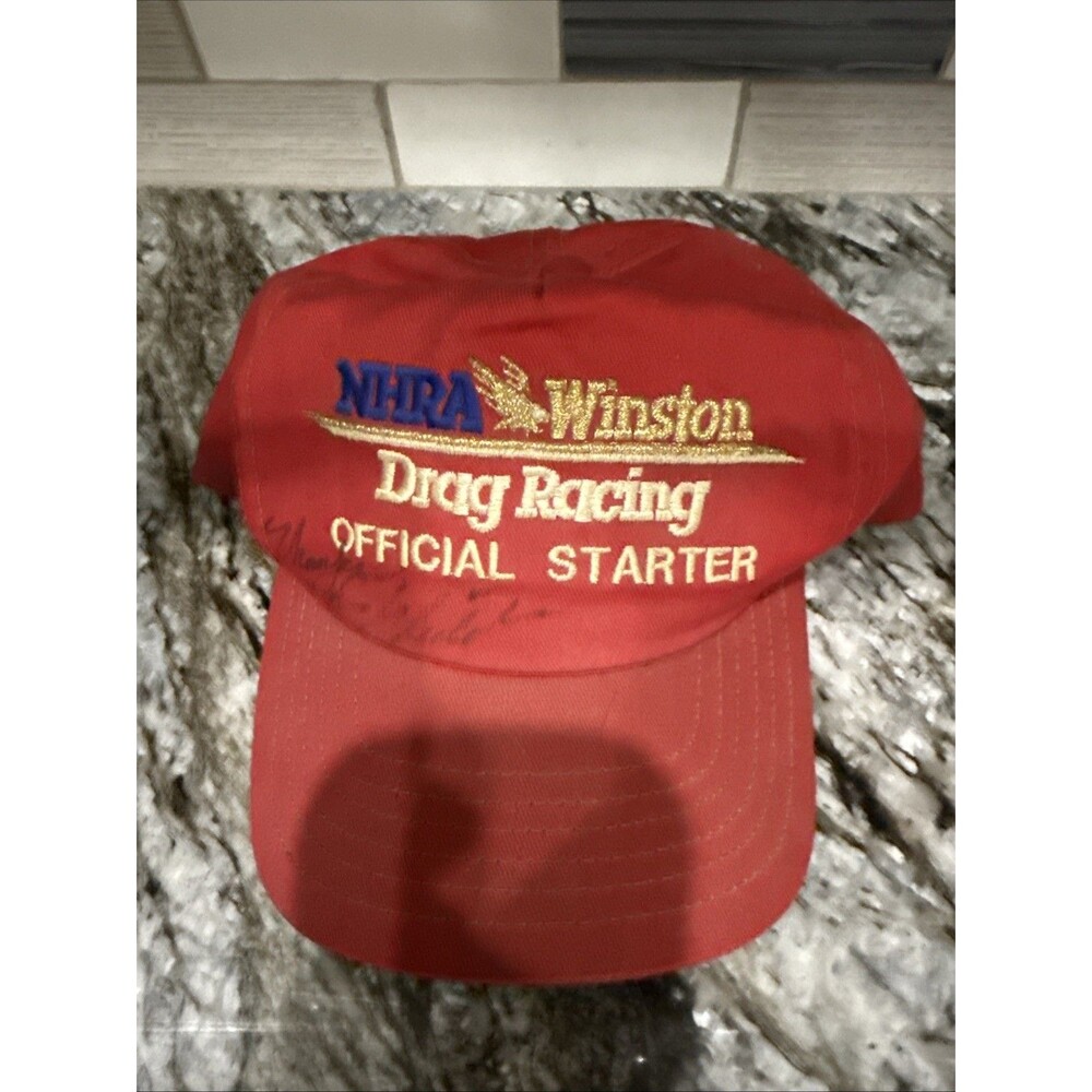 NHRA Champion Winston Drag Racing Official Starter Baseball Hat Autographed